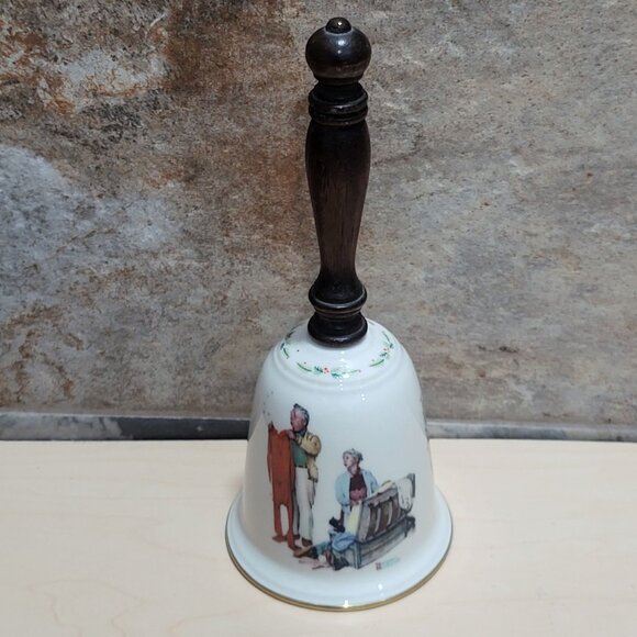 Gorham Norman Rockwell Chilly Reception Porcelain Bell 1980 - Picture 8 of 12